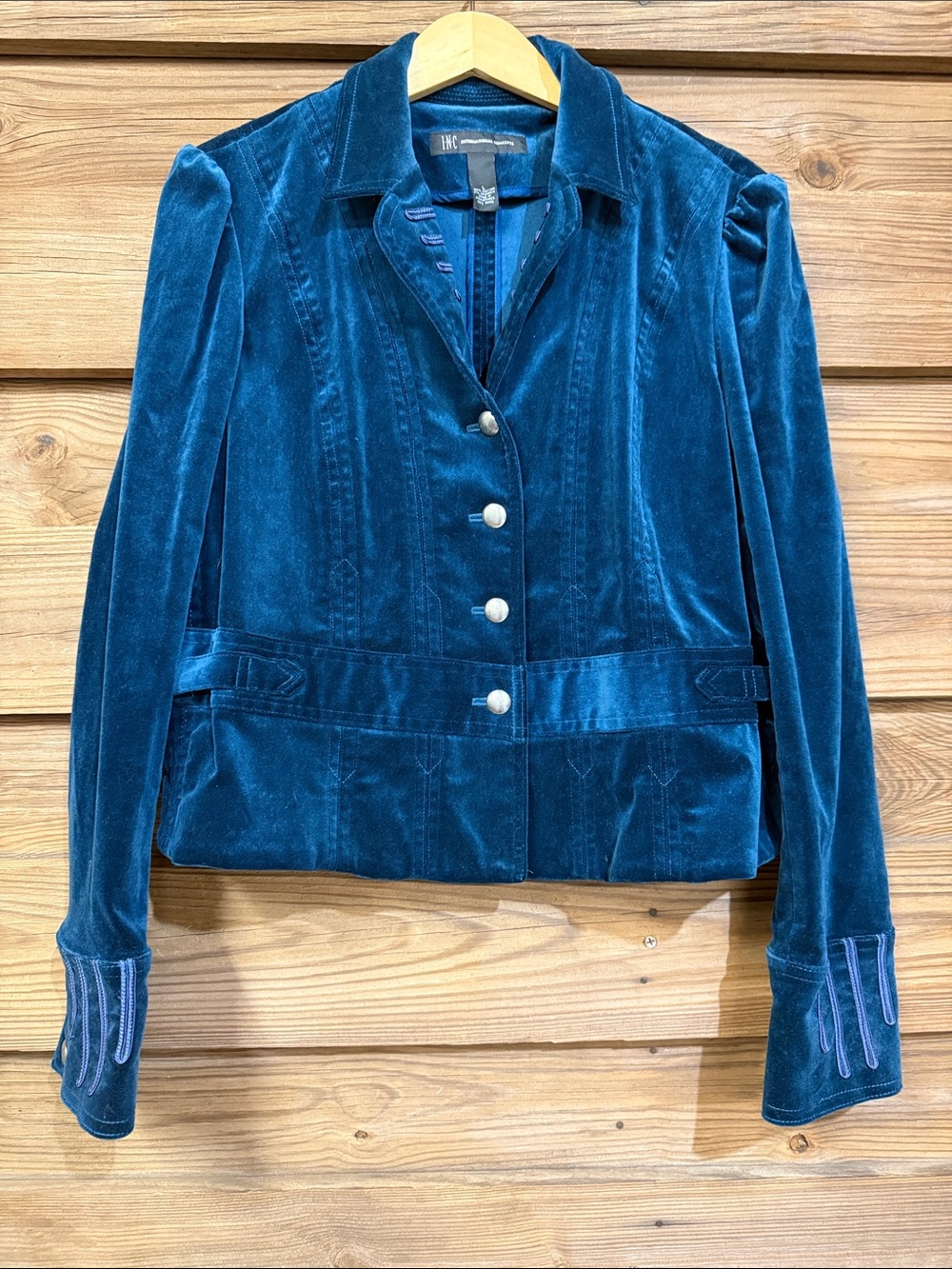 INC International Concepts Velvet Button-Front Blazer